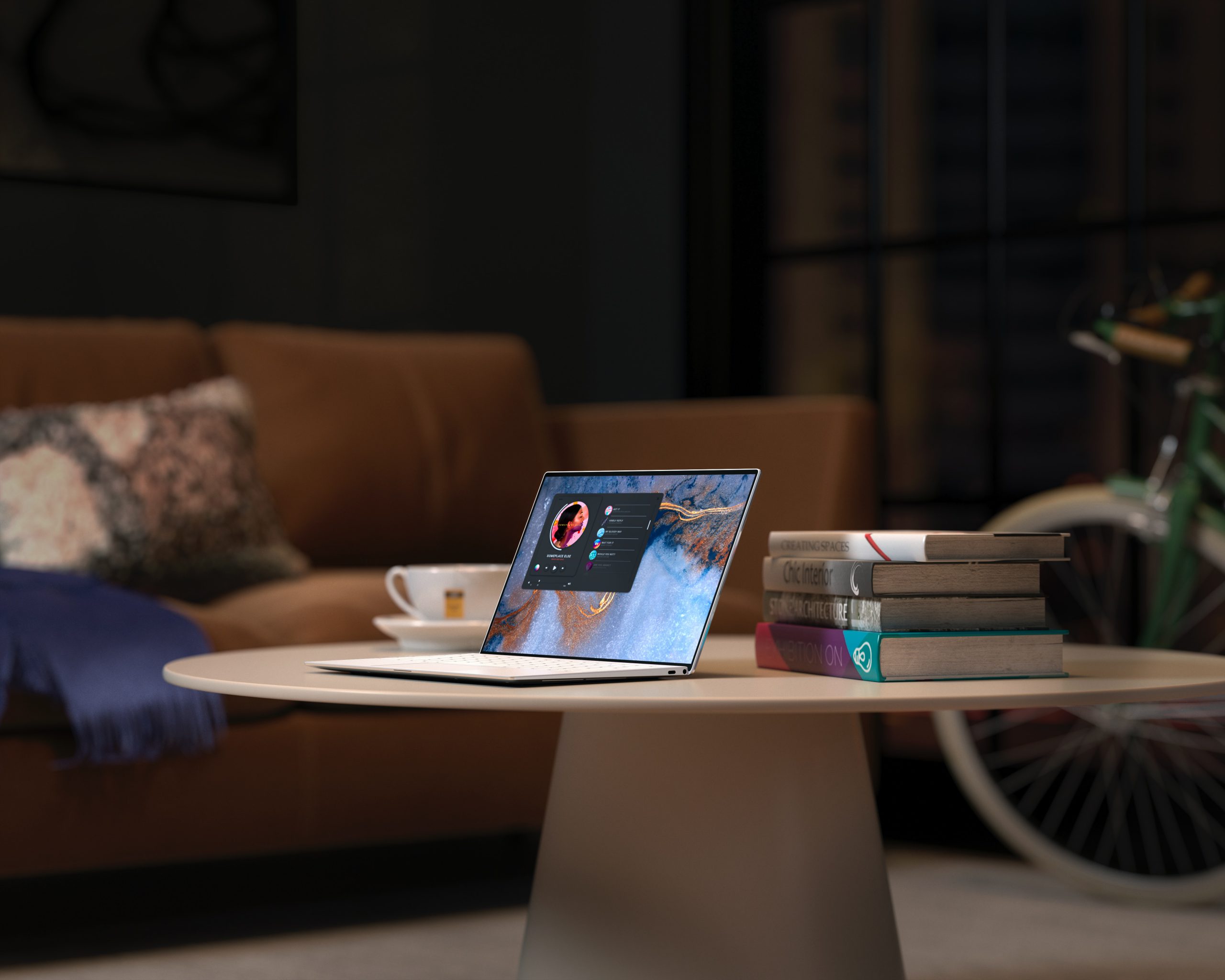 laptop on brown wooden table